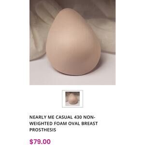 NEARLY ME CASUAL 430 NON-WEIGHTED FOAM OVAL BREAST PROSTHESIS